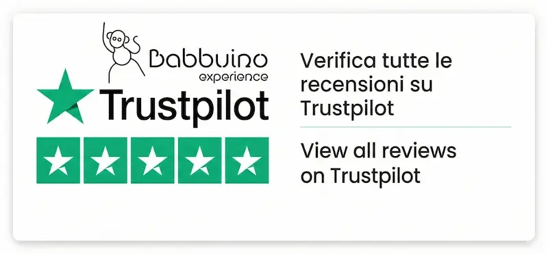 Recensioni 5 stelle Trustpilot Babbuino Experience Verona